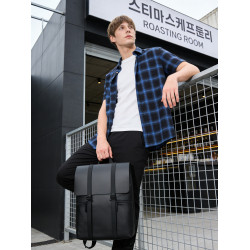 高級感雙肩包男士商務電腦後後背包女16寸男款皮質上班通勤男生書包男