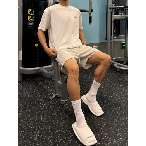 美式健身運動短褲休閒慵懶風套裝男夏季冰絲速乾褲子跑步四五分褲