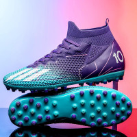 梅西短釘足球鞋高幫刺客中小學生長釘AG碎釘TF男童兒童透氣訓練鞋
