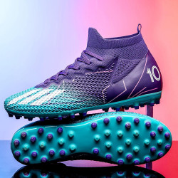 梅西短釘足球鞋高幫刺客中小學生長釘AG碎釘TF男童兒童透氣訓練鞋