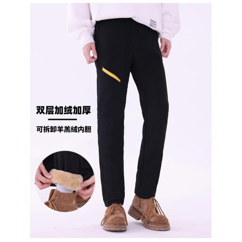 秋冬季情侶可拆卸沖鋒褲防風防水男女加厚軟殼褲登山褲加絨滑雪褲