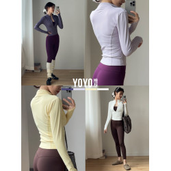 yoyo推薦瑜珈服lulu同款運動外套健身服女秋冬長袖普拉提訓練上衣
