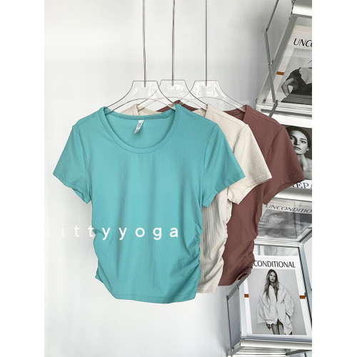 外穿跑步訓練健身短袖高彈瑜珈服春夏