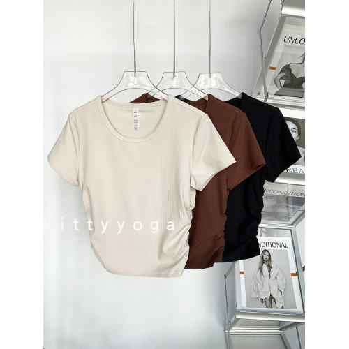 外穿跑步訓練健身短袖高彈瑜珈服春夏