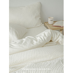 造臥zwow【奶油裱花】輕奢立體提花白色奶油風全棉被套床品四件套