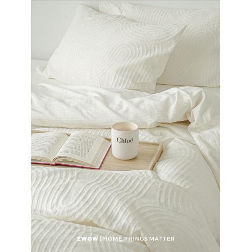 造臥zwow【奶油裱花】輕奢立體提花白色奶油風全棉被套床品四件套 造臥zwow【奶油裱花】輕奢立體提花白色奶油風全棉被套床品四件套