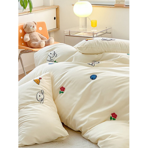 棉丹妮水洗棉四件套蠟筆小新毛巾綉床單被套宿捨三件套床上用品