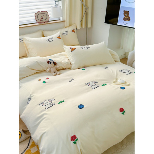 棉丹妮水洗棉四件套蠟筆小新毛巾綉床單被套宿捨三件套床上用品