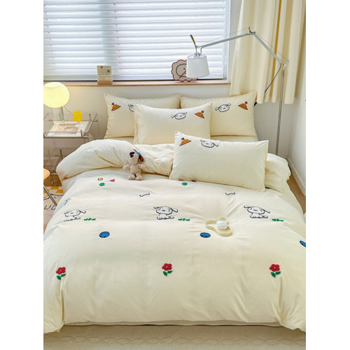 棉丹妮水洗棉四件套蠟筆小新毛巾綉床單被套宿捨三件套床上用品