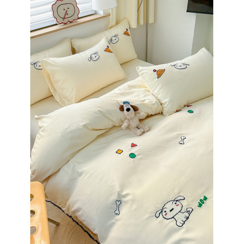 棉丹妮水洗棉四件套蠟筆小新毛巾綉床單被套宿捨三件套床上用品