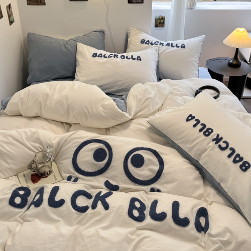 A類可愛煤球純棉四件套100全棉被套床單床包款單人宿捨三件套床品