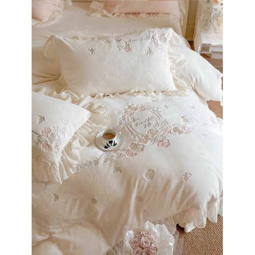 保暖床品歐式公主風高密牛奶絨四件套絨被套床單秋冬床包床上用品 保暖床品歐式公主風高密牛奶絨四件套絨被套床單秋冬床包床上用品