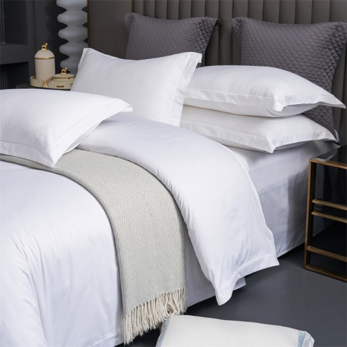 酒店布草四件套純白色被套全棉被罩民宿賓館旅館床上用品專用