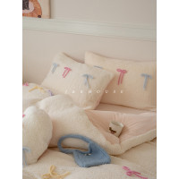 Girlish|秋冬少女羊羔絨四件套牛奶絨法式可愛蝴蝶結加厚床上用品