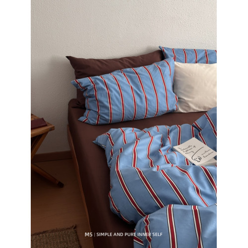 復古條紋100全棉純棉床上四件套床包床單被套床品三件套床上用品