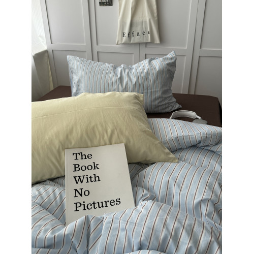 少女ins文藝海鹽藍混搭條紋水洗棉四件套全棉床單被套宿捨三件套