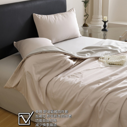 高級A類萊賽爾天絲長絨棉全棉加厚夾棉被套夏被冬夏兩用四件套4件