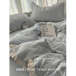 EROS自製︱ins韓式水洗棉床上四件套公主風花邊床單被罩三件套