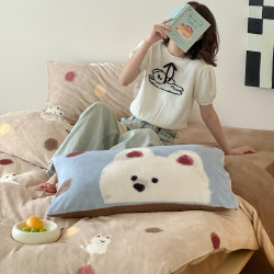 【泡芙狗】秋冬牛奶絨四件套卡通可愛少女心加絨保暖宿捨三件套