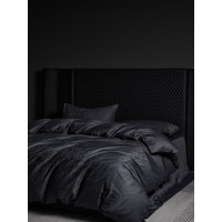 MM黑色赫本輕奢高級感100s貢緞長絨棉四件套床單被套床上用品被罩