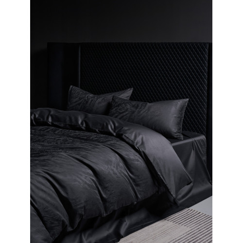 MM黑色赫本輕奢高級感100s貢緞長絨棉四件套床單被套床上用品被罩