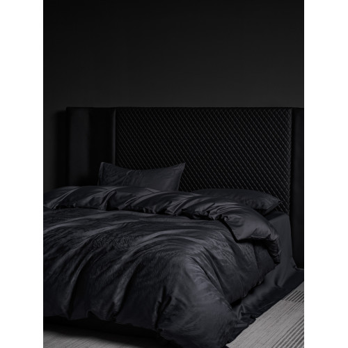 MM黑色赫本輕奢高級感100s貢緞長絨棉四件套床單被套床上用品被罩