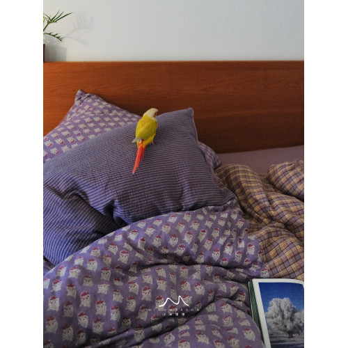 芋泥啵啵·手工拼接加厚純棉雙層紗1.8m四件套碎花被套床單床包新