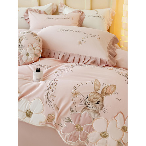 新款秋冬A類母嬰級全棉磨毛四件套純棉加厚保暖花卉被套床上用品4