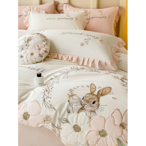 新款秋冬A類母嬰級全棉磨毛四件套純棉加厚保暖花卉被套床上用品4