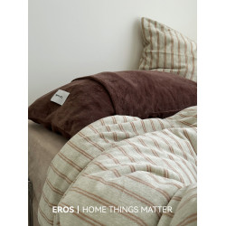 EROS自製︱赫爾曼綠條紋牛奶絨四件套秋冬保暖ins風雙面保暖被套