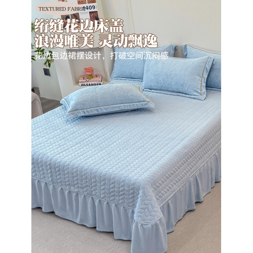 雕花牛奶絨四件套床蓋款冬季雙面加厚法蘭珊瑚絨床上被套夾棉床裙