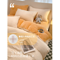 冬天床上牛奶絨四件套雙面絨法蘭珊瑚絨加厚被套床單冬季加絨三4