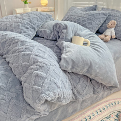 冬季塔芙絨四件套加厚保暖牛奶絨珊瑚絨毛被套單人宿捨床上三件套