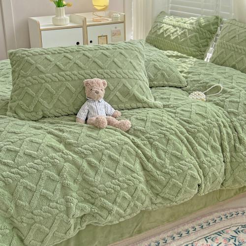 冬季塔芙絨四件套加厚保暖牛奶絨珊瑚絨毛被套單人宿捨床上三件套