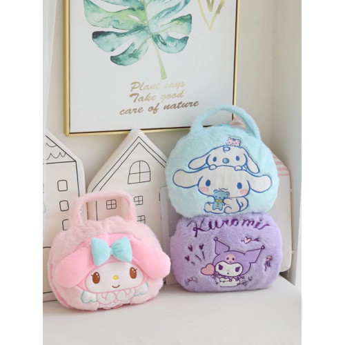 庫洛米抱枕毛毯二合一學生午睡毯子秋冬可攜式收納折曡手拎毯子包