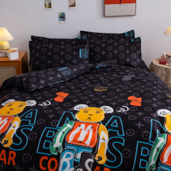 INS網紅款黑色四件套被套床上用品被子床單宿捨上下鋪三件套4磨毛