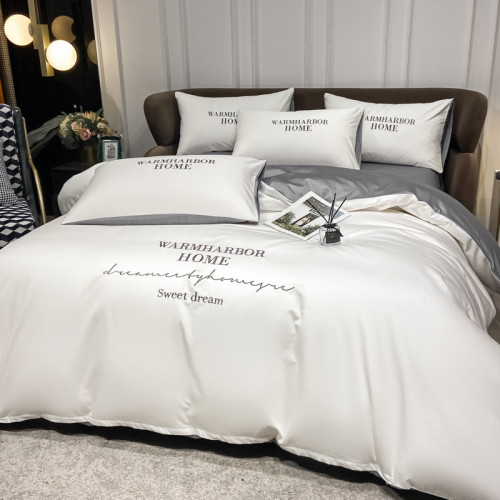 簡約歐式四件套輕奢高級感純棉100全棉四季被套床包床單床上用品4