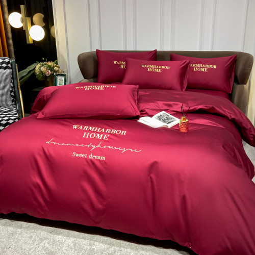 簡約歐式四件套輕奢高級感純棉100全棉四季被套床包床單床上用品4