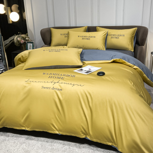 簡約歐式四件套輕奢高級感純棉100全棉四季被套床包床單床上用品4