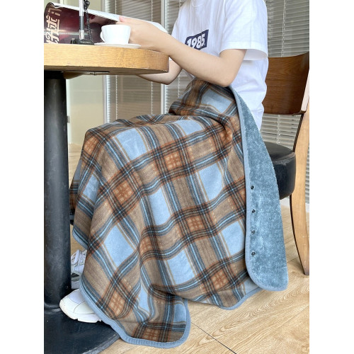 日式帶釦披肩毛毯加厚蓋腿小毯子辦公室午睡毯多功能保暖護腿神器