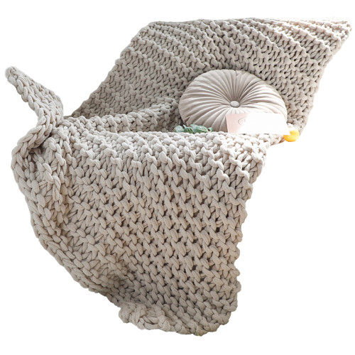 北歐INS網紅特粗毛線手工編織毯樣板間床尾裝飾毯沙發毯民宿床搭