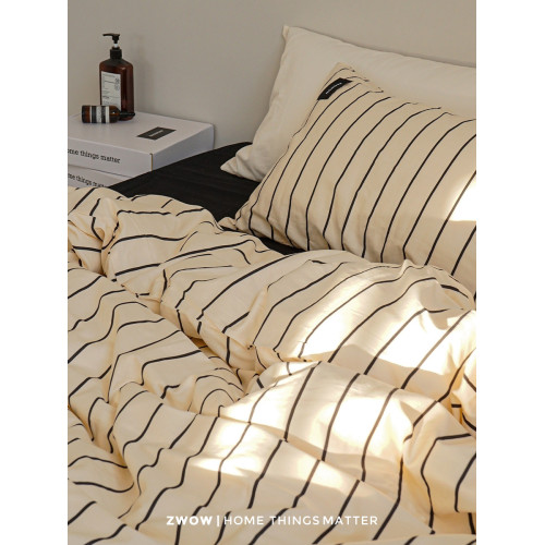 造臥zwow【平行】條紋北歐INS床單床包純棉床上四件套100全棉床品