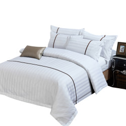 賓館酒店床上用品全棉三四件套純白色被套床單純棉五星級套件貢緞