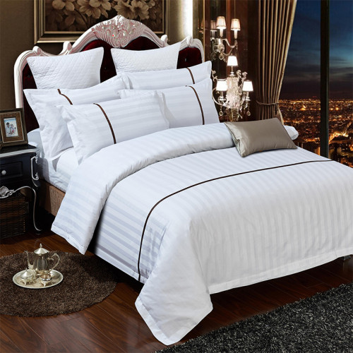 賓館酒店床上用品全棉三四件套純白色被套床單純棉五星級套件貢緞
