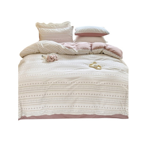 公主風床上四件套純棉全棉100小清新女床單人被套宿捨三件套床品4