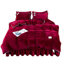 9斤加厚保暖純色牛奶絨四件套冬季金貂絨法蘭絨珊瑚絨被套三件套