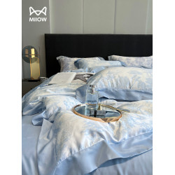 貓人夏季冰絲四件套夏款輕奢夏天水洗被套床單宿捨三件套床上用品