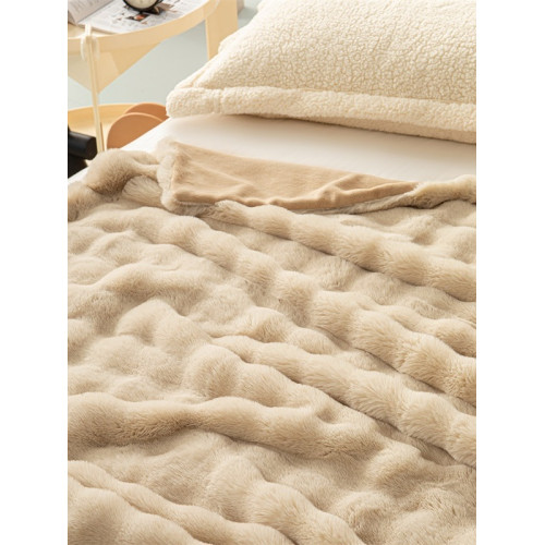 水星家紡仿兔絨毯毛毯冬季加厚沙發蓋毯辦公室午睡毯宿捨保暖毯子