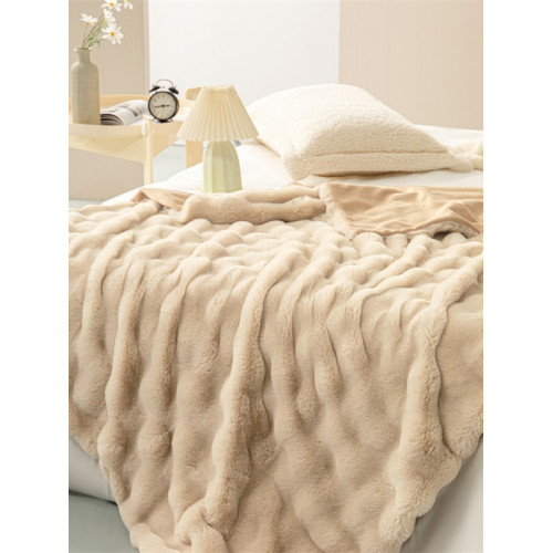 水星家紡仿兔絨毯毛毯冬季加厚沙發蓋毯辦公室午睡毯宿捨保暖毯子