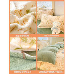 雅鹿冬季加厚牛奶絨四件套2026新款雙面珊瑚絨被套法蘭絨加絨床單